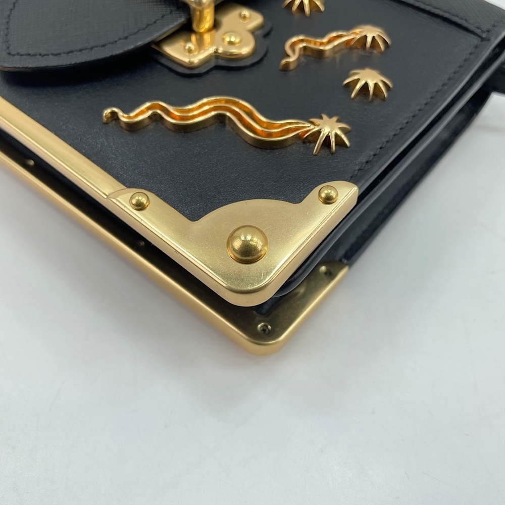 Prada Cahier Studded Shoulder Bag, Black - Picture 9 of 12